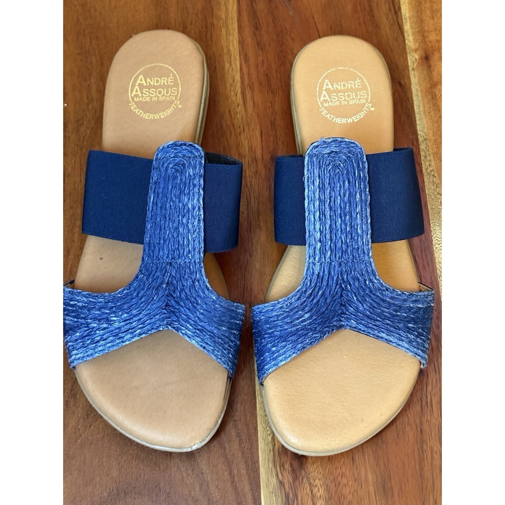 Andre Assous Noor Navy Featherweights Sandal Womens Size 10 Made in Spain